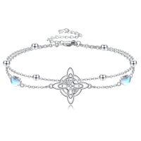 wholesale 925 Sterling Silver Moonstone Heart Celtic Knot Bracelet-heart moonstone