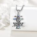 wholesale 925 Sterling Silver Angel Guardian Cross Skull Pendant Necklace for Men Women  47cm Chain Length-0-3