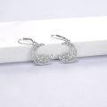 wholesale 925 Sterling Silver Crescent Moon & Stars Leverback Drop Earrings with Heart Design and CZ Stones-0-4