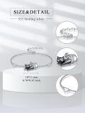 wholesale 925 Sterling Silver Black Cat Heart Charms Infinity Adjustable Bracelet for Women-0-4