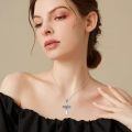 wholesale 925 Sterling Silver Cross Pendant Necklace Blue Opalite Vintage Filigree Chain-0-1