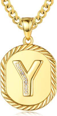 wholesale Sterling Silver A Z Letter Pendant Necklace w Cuban Chain (Gift)-Y