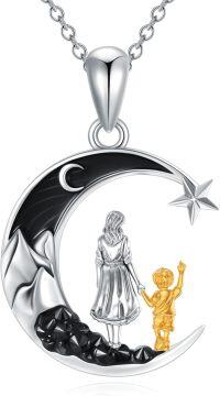 wholesale 925 Sterling Silver Mother Daughter Crescent Moon Pendant Necklace I Love You to the Moon and Back s for Family Women Daoghter Wife Girlfriend-Mom&Son