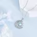 wholesale 925 Sterling Silver Sun & Moon Pendant with Blue and White Opals Labradorite and Moonstone - Perfect Gift for Teenage Girls-0-3
