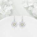 wholesale 925 Sterling Silver White Enamel Yellow Crystal Daisy Flower Hook Earrings-0-2