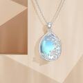 wholesale 925 Sterling Silver Blue Opalite Teardrop Floral Pendant Necklace for Women-0-2