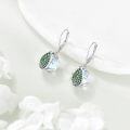 wholesale 925 Sterling Silver Green Opalite Moonstone Frog Leverback Drop Earrings Gift for Women Girls-0-3
