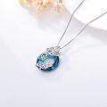 wholesale 925 Sterling Silver Butterfly Pendant Necklace with Blue Crystal Birthday Christmas s for Women-0-2