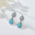 wholesale 925 Sterling Silver Teardrop Turquoise Flower Drop Earrings for Women-0-2