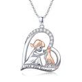 wholesale 925 Sterling Silver Girl Dog Heart Pendant Necklace Rose Gold Plated I Love You Forever-0-0