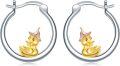 wholesale 925 Sterling Silver Duck Charm Hoop Earrings - Adorable Gift for Her-0-0