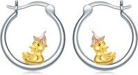 wholesale 925 Sterling Silver Duck Charm Hoop Earrings - Adorable Gift for Her-Ducks