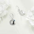 wholesale 925 Sterling Silver Black Cat & Blue Butterfly on Crescent Moon Drop Earrings for Women Gifts-0-2