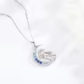 wholesale 925 Sterling Silver Moon Pendant with Dancer and Ball Necklaces Wholesale for Women Sport Gift-0-3