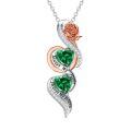 TOUPOP Sterling Silver Emerald May Birthstone Rose Flower Necklace For Sister-0-0