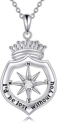 wholesale TOUPOP I'd Be Lost Without You Compass Necklace For Women Gifts For Her Sterling Silver Crystal Compass Jewelry Travel Necklace Inspirational Graduation Gift Jewelry For Women Birthday Christmas Gifts For Her -undefined