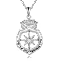 TOUPOP Sterling Silver Crystal Compass Necklace For Women-0-0