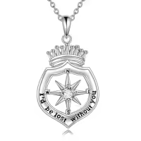 TOUPOP Sterling Silver Crystal Compass Necklace For Women-undefined