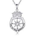 TOUPOP Sterling Silver Crystal Compass Necklace For Women-0-0