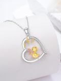 wholesale 925 Sterling Silver Heart Shaped Cubic Zirconia Duck Pendant Necklace - Mother's Day Gifts for Her-0-1