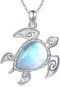 wholesale 925 Sterling Silver Moonstone Sea Turtle Necklace with Palm Tree Charm for Women Girls-0-0