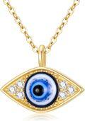 wholesale 14K Gold Blue Evil Eye CZ Pendant Necklace for Women-0-0