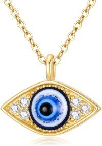 wholesale 14K Gold Blue Evil Eye CZ Pendant Necklace for Women-B-Evil Eye