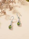 wholesale Sterling Silver Peridot Teardrop Dangle Earrings - August Birthstone for Honesty & Peace - 22x8mm Drop Hook - Gift for Mom, Anniversary-0-4