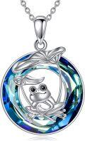 wholesale 925 Sterling Silver Frog Crystal Pendant Necklace - Cute Jewelry for Women Animal Lovers-0-0