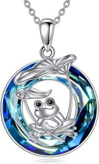 wholesale 925 Sterling Silver Frog Crystal Pendant Necklace - Cute Jewelry for Women Animal Lovers-frog crystal