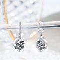 wholesale 925 Sterling Silver 925 Butterfly Crystal Skull Dangle Hoop Earrings Gothic Jewelry for Women and Girls-0-1