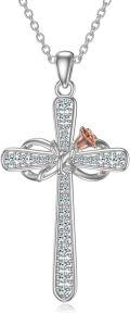 wholesale 925 Sterling Silver Birthstone Rose Flower Infinity Cross Necklace for Women-0-0