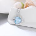wholesale 925 Sterling Silver Larimar Fish Pendant Necklace - Ocean Wave Jewelry for Women Gifts-0-1