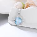 wholesale 925 Sterling Silver Larimar Fish Pendant Necklace Platinum Plated Blue Stone Chain For Women-0-1