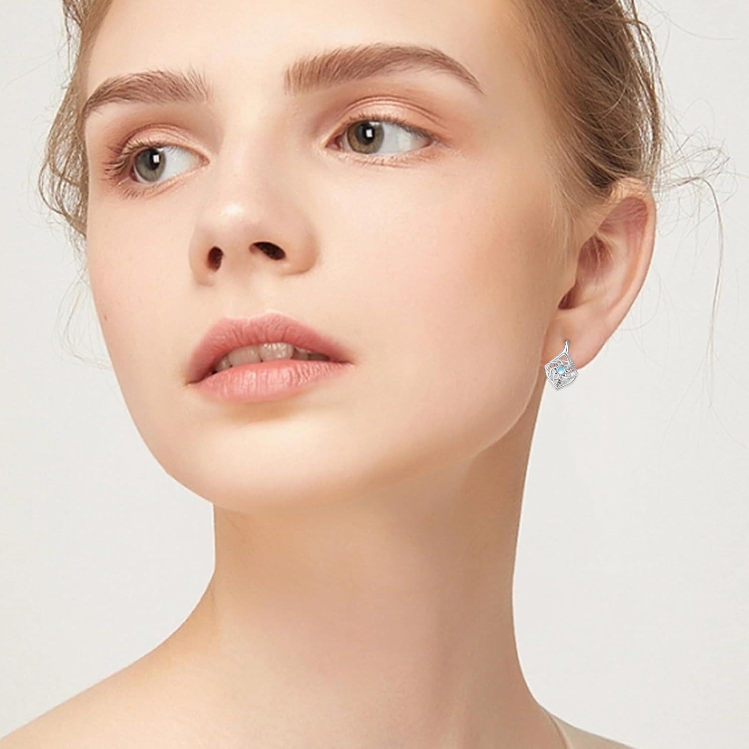 925 Sterling Silver Moonstone Celtic Knot Hoop Earrings for Women-0-4