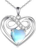 wholesale 925 Sterling Silver Infinity Heart Pendant w/ Blue Opal Stone & CZs for Women-0-0