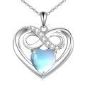 wholesale 925 Sterling Silver Infinity Heart Pendant w/ Blue Opal Stone & CZs for Women-0-0