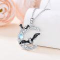wholesale 925 Sterling Silver Moonstone Bat & Moon Necklace - Mysterious Fantasy Jewelry for Women-0-4