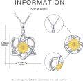 wholesale 925 Sterling Silver Heart-Shaped Celtic Knot Cross with Yellow Sunflower Pendant Necklace for Women's s-0-5