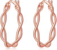 wholesale Sterling Silver Hypoallergenic Lightweight Twisted Hoop Earrings with Click Top-Rose Gold hoop Earrings