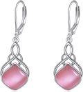 wholesale 925 Sterling Silver Rainbow Moonstone Celtic Knot Drop Earrings for Women and Girls-0-29