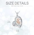 wholesale 925 Sterling Silver Axolotl Mother Daughter Heart Pendant Necklaces with Cubic Zirconia and Engraved Message I Love You Forever - Cute s for Women-0-4