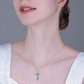 wholesale 925 Sterling Silver Faith Cross Pendant Necklace Blue Sandstone White Gold Plated-0-24