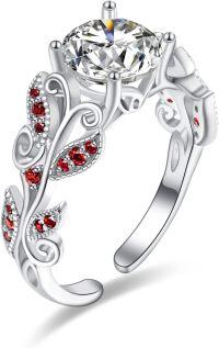 wholesale  Sterling Silver Birthstone Adjustable Open Ring for Women -Ruby
