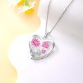 wholesale 925 Sterling Silver Pink Lotus Flower Heart Pendant Necklace for Women-0-2