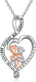 wholesale TOUPOP Sister Gifts From Sister Sterling Silver Infinity Heart Pendant Necklace Always My Sister Forever My Friend Birthday Christmas Jewelry Gifts For Women Sister -0-0