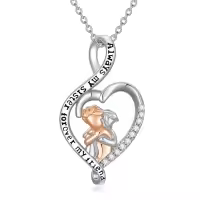 TOUPOP Sterling Silver & Stone Infinity Heart Necklace Sister Gift-undefined