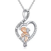 TOUPOP Sterling Silver & Stone Infinity Heart Necklace Sister Gift-undefined