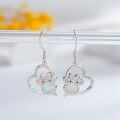 wholesale 925 Sterling Silver Heart-Shaped Opal Paw Print Dangle Earrings for Women Gifts-0-1
