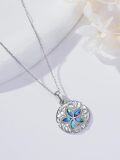 wholesale 925 Sterling Silver Blue Opal Starfish Pendant Necklace for Women Sea Life  45cm Chain Length-0-2